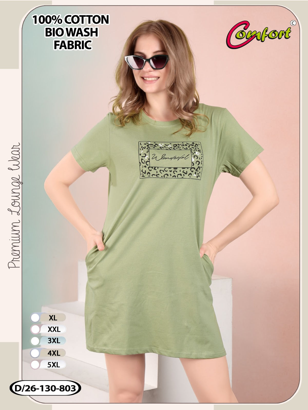 Design 26-130 Comfort Cotton Biowashed Women Long Tshirt Supplier Ahmedabad