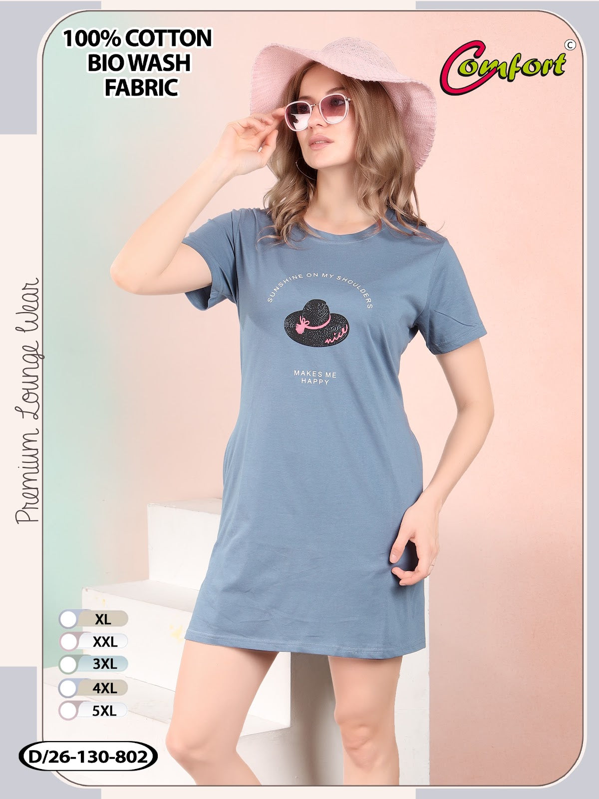 Design 26-130 Comfort Cotton Biowashed Women Long Tshirt Supplier Ahmedabad