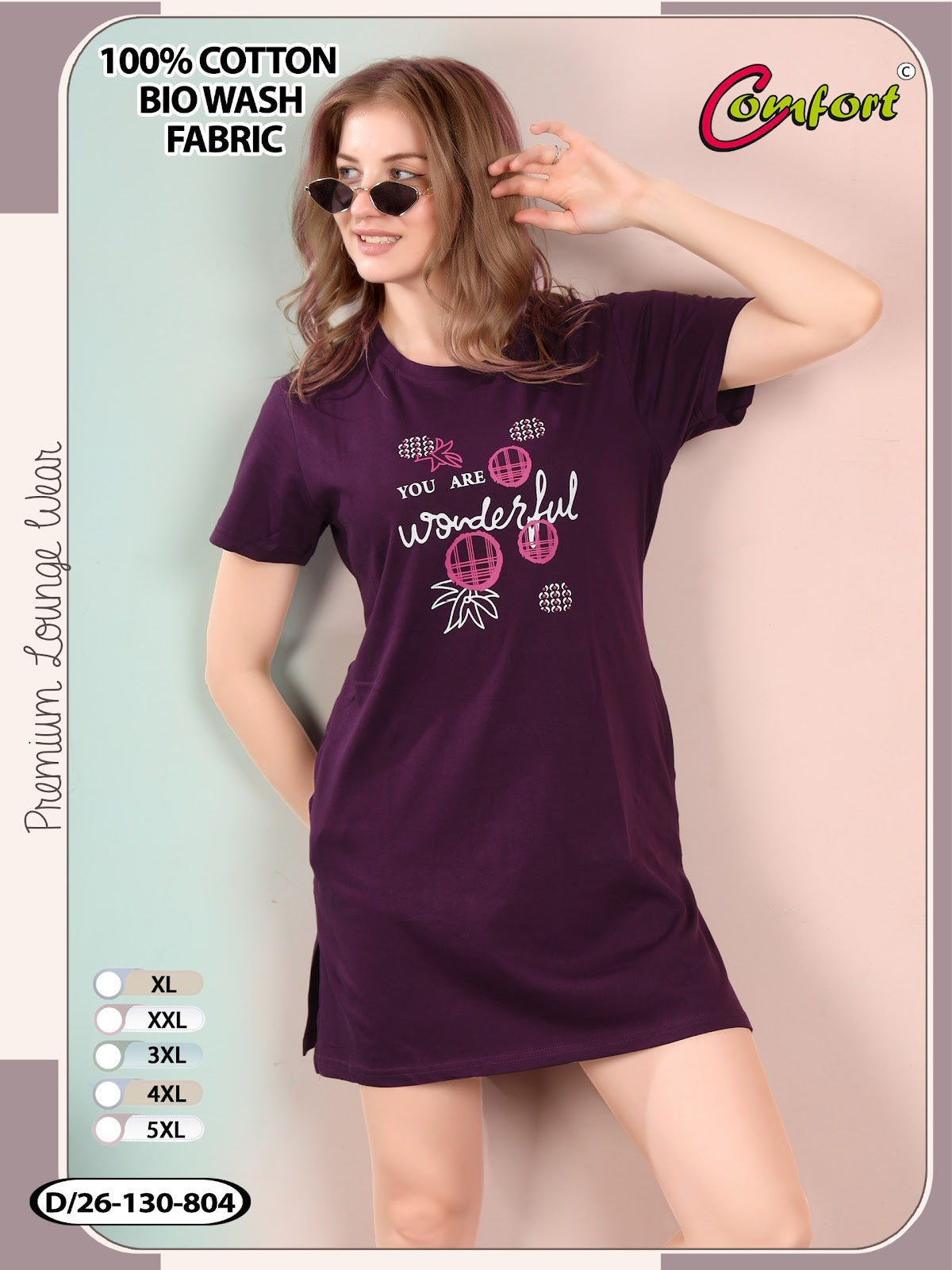 Design 26-130 Comfort Cotton Biowashed Women Long Tshirt Supplier Ahmedabad