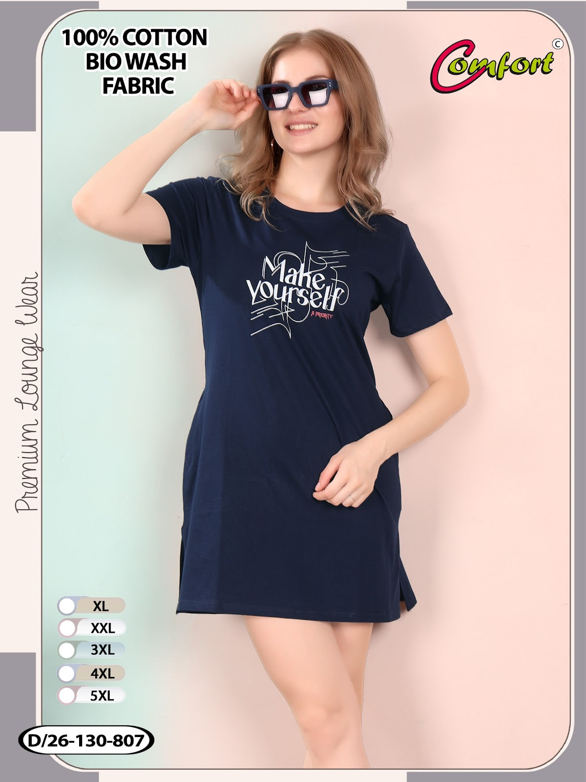 Design 26-130 Comfort Cotton Biowashed Women Long Tshirt Supplier Ahmedabad