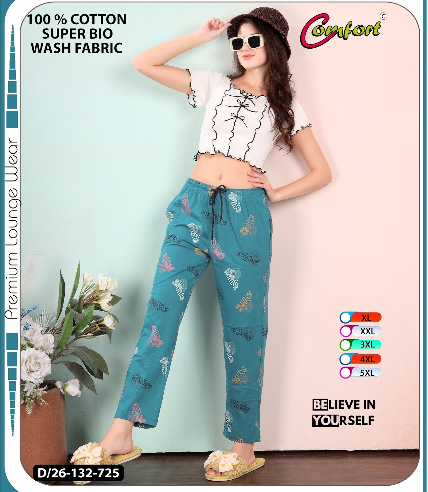 Design 26-132 Comfort Cotton Women Night Lower Manufacturer Ahmedabad