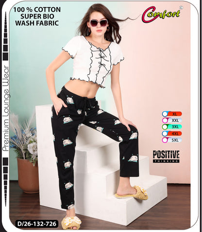 Design 26-132 Comfort Cotton Women Night Lower Manufacturer Ahmedabad