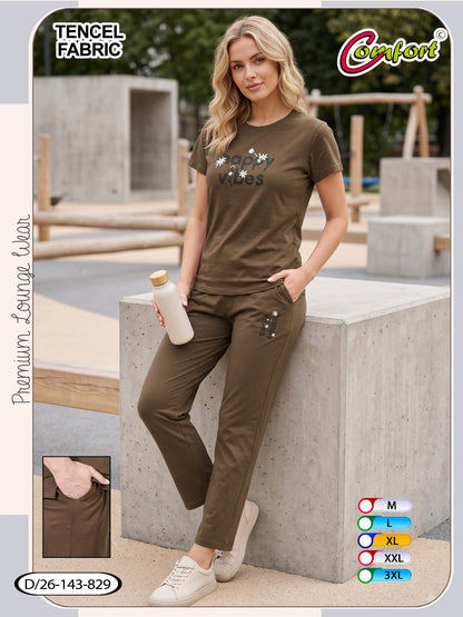 Design 26-143 Comfort Tencil Pyjama Night Suits Wholesaler India