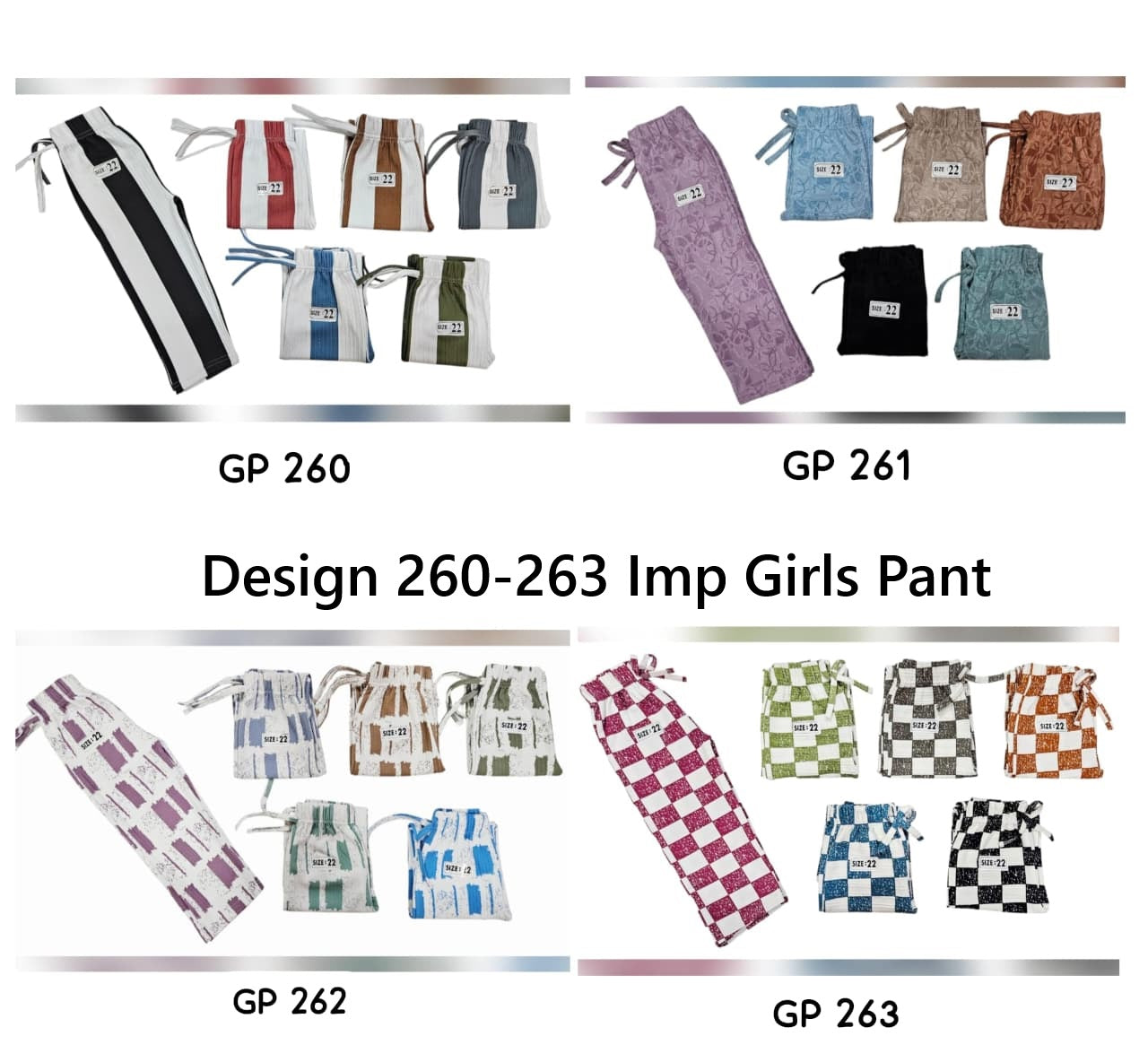 Design 260-263 Imp Lycra Girls Pant Manufacturer