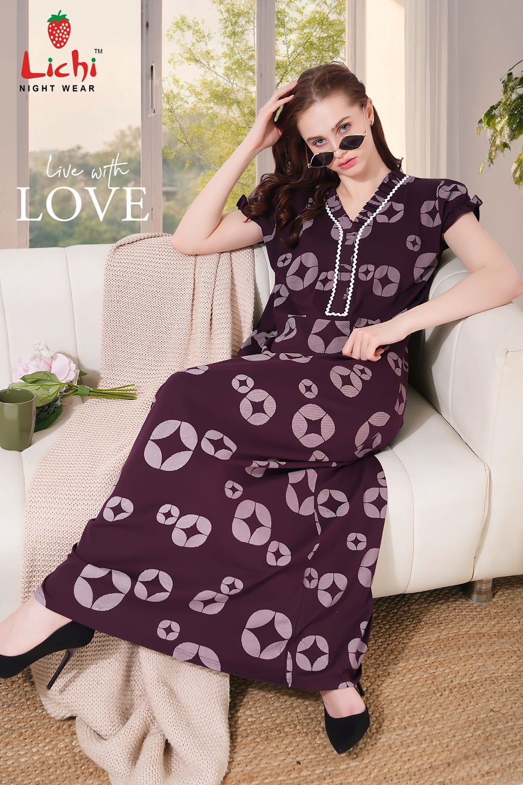 Design 260325 Lichi Hosiery Night Gowns Manufacturer Gujarat