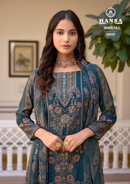 Design 26057 26054 Innaya Hansa Prints Muslin Karachi Salwar Suits Wholesaler India