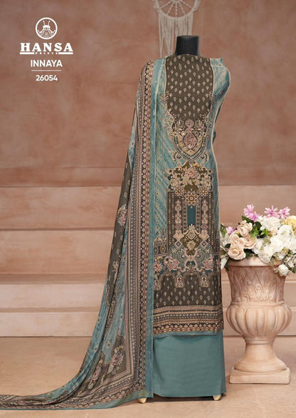 Design 26057 26054 Innaya Hansa Prints Muslin Karachi Salwar Suits Wholesaler India