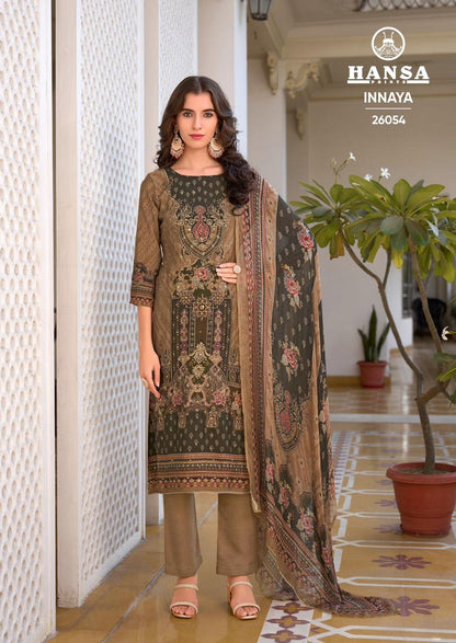 Design 26057 26054 Innaya Hansa Prints Muslin Karachi Salwar Suits Wholesaler India