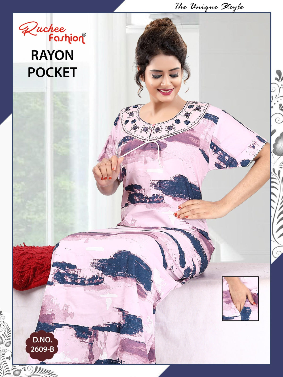 Design 2609 2610 Ruchee Fashion Rayon Night Gowns Wholesaler
