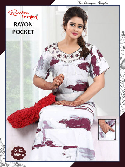 Design 2609 2610 Ruchee Fashion Rayon Night Gowns Wholesaler