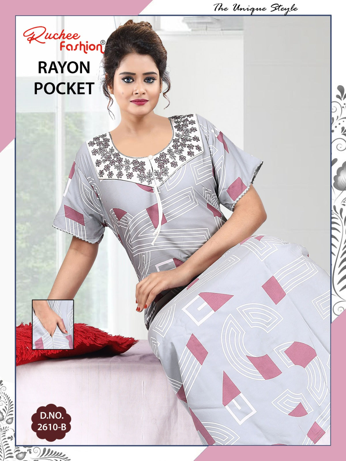 Design 2609 2610 Ruchee Fashion Rayon Night Gowns Wholesaler