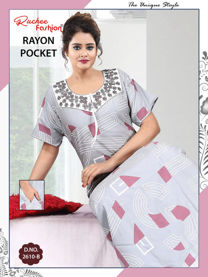 Design 2609 2610 Ruchee Fashion Rayon Night Gowns Wholesaler