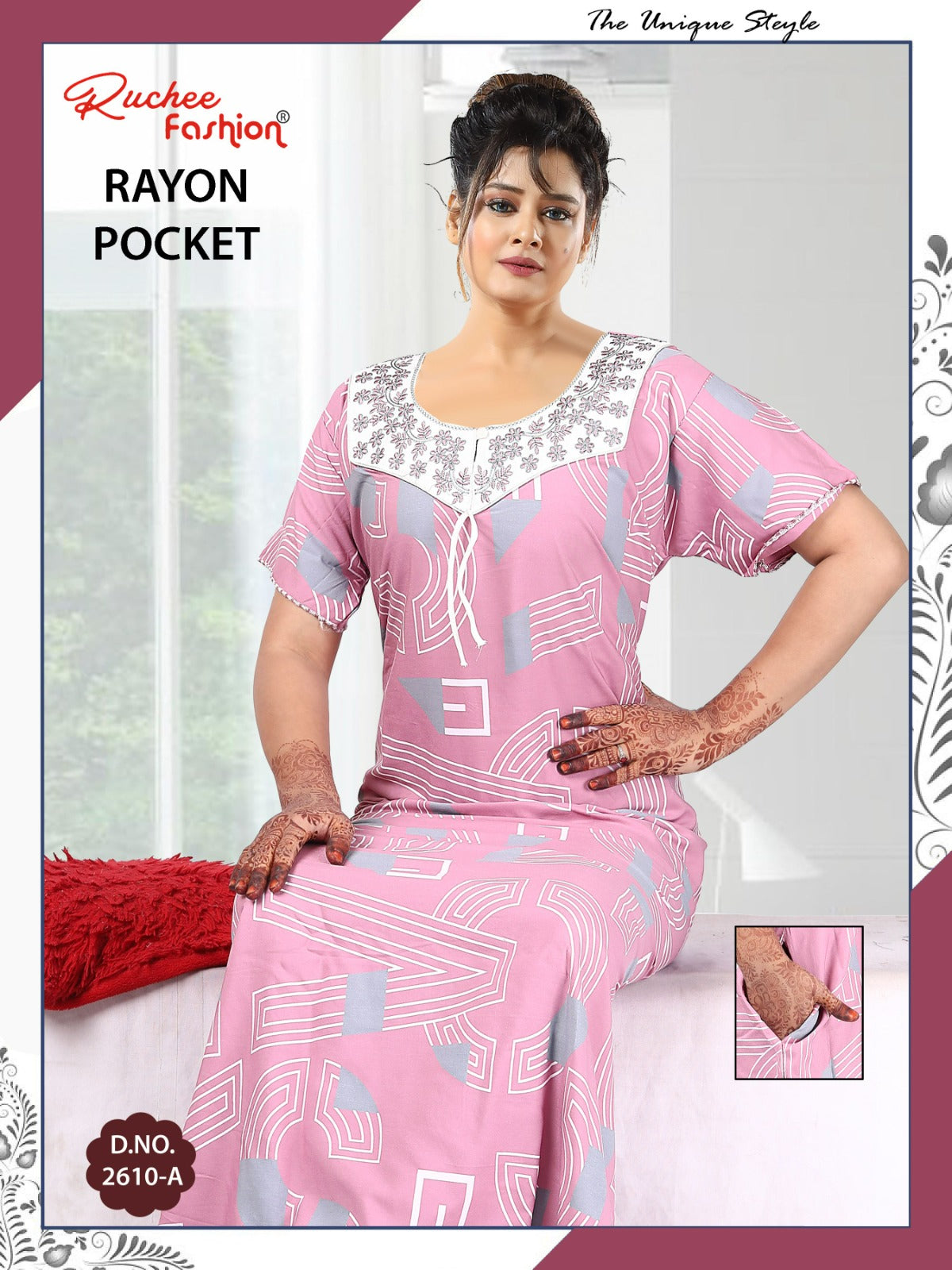 Design 2609 2610 Ruchee Fashion Rayon Night Gowns Wholesaler