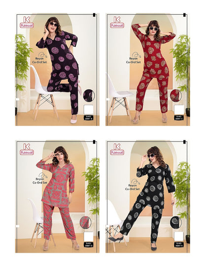 Design 26801 Kasual Reyon Co Ord Set Wholesale Rate