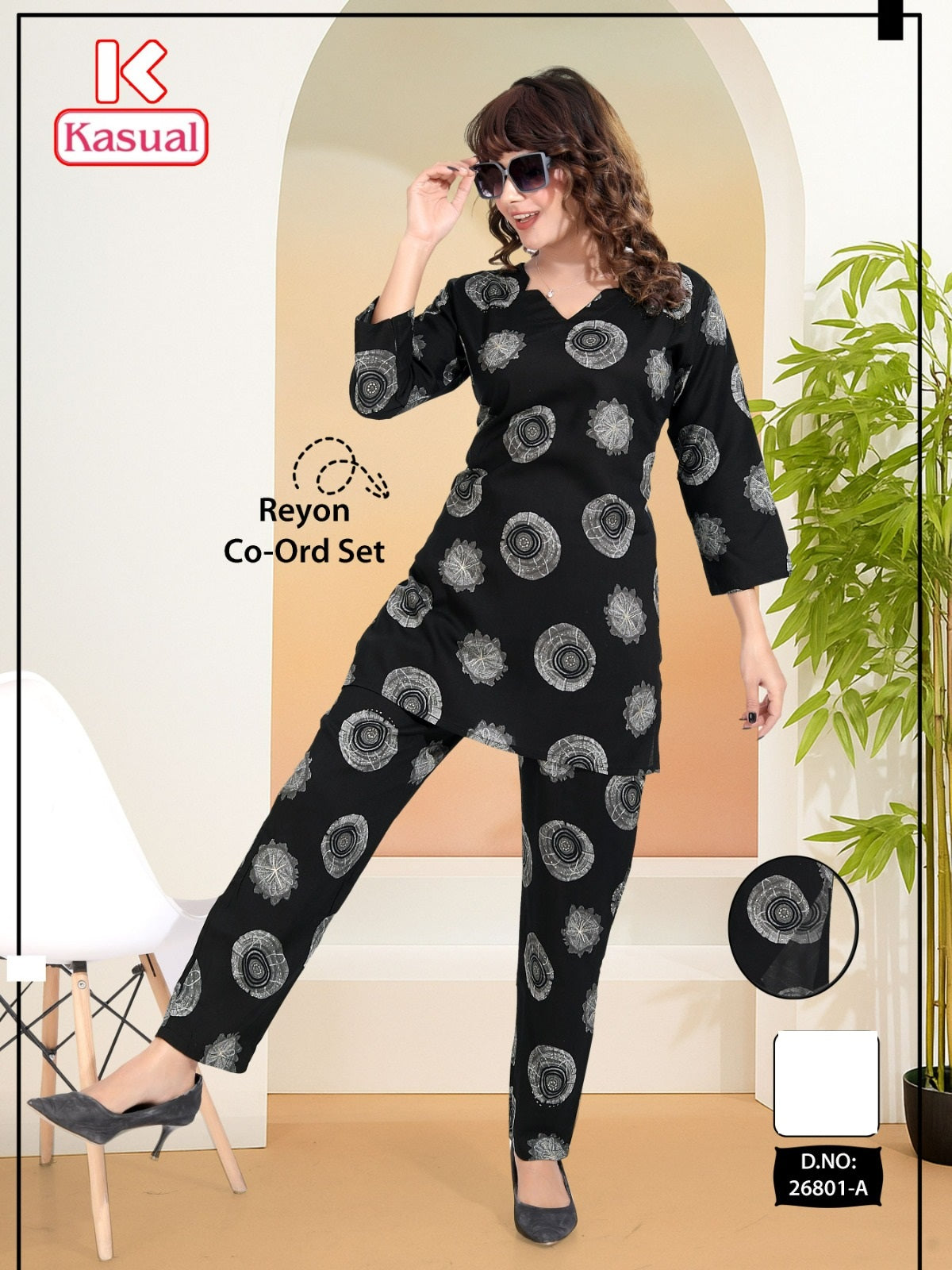 Design 26801 Kasual Reyon Co Ord Set Wholesale Rate