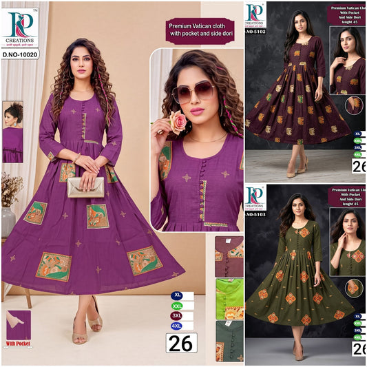 Design 26 Plus Size Rd Vatican Anarkali Kurtis Wholesaler Ahmedabad