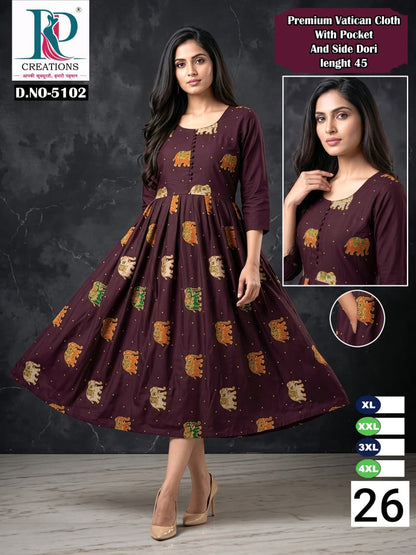 Design 26 Plus Size Rd Vatican Anarkali Kurtis Wholesaler Ahmedabad