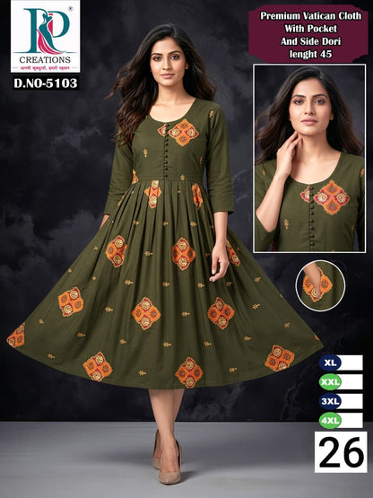Design 26 Plus Size Rd Vatican Anarkali Kurtis Wholesaler Ahmedabad