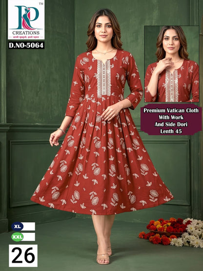 Design 26 Rd Vatican Anarkali Kurtis Supplier Gujarat