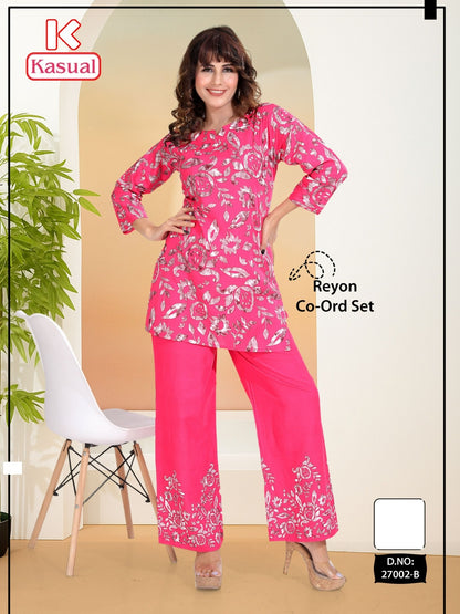 Design 27002 Kasual Reyon Co Ord Set Wholesaler