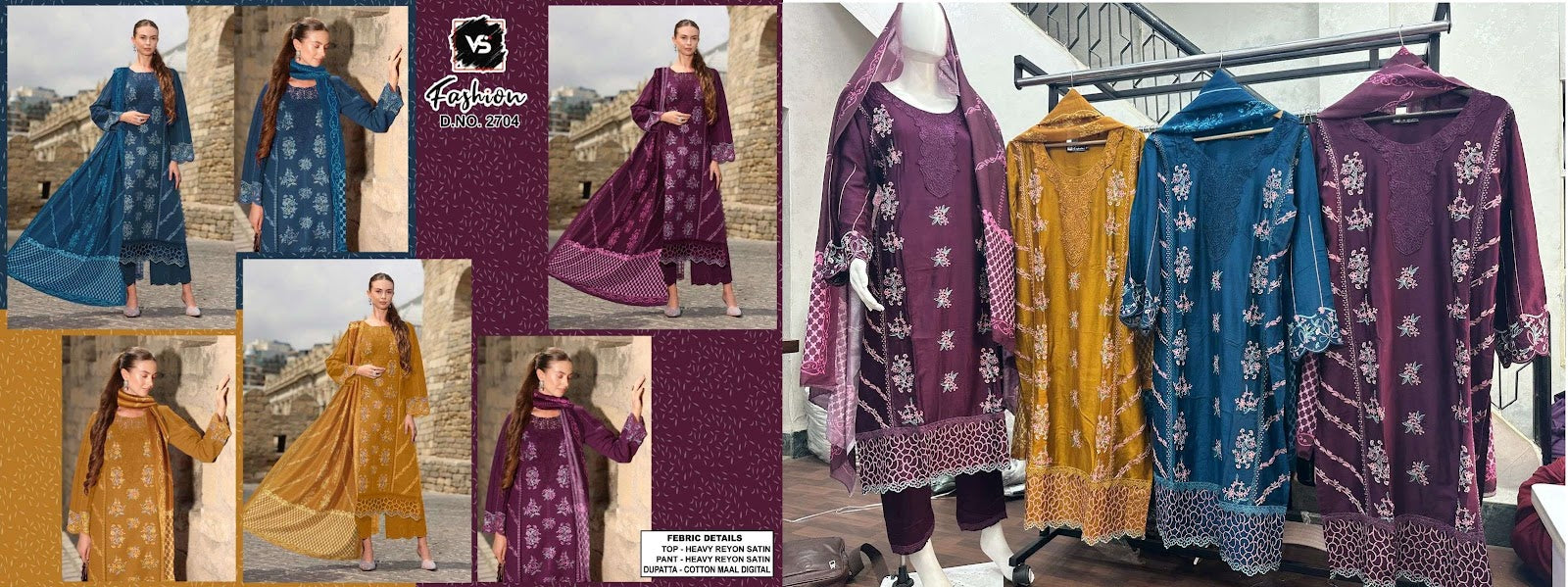 Design 2704 Vs Fashion Reyon Pakistani Readymade Suits Supplier Gujarat