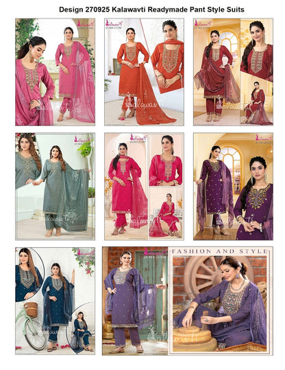 Design 270925 Kalawavti Roman Silk Readymade Pant Style Suits Wholesaler Ahmedabad
