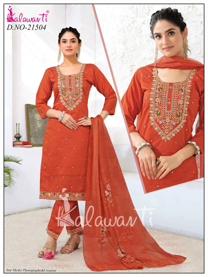 Design 270925 Kalawavti Roman Silk Readymade Pant Style Suits Wholesaler Ahmedabad