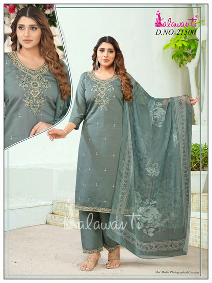 Design 270925 Kalawavti Roman Silk Readymade Pant Style Suits Wholesaler Ahmedabad