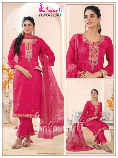 Design 270925 Kalawavti Roman Silk Readymade Pant Style Suits Wholesaler Ahmedabad