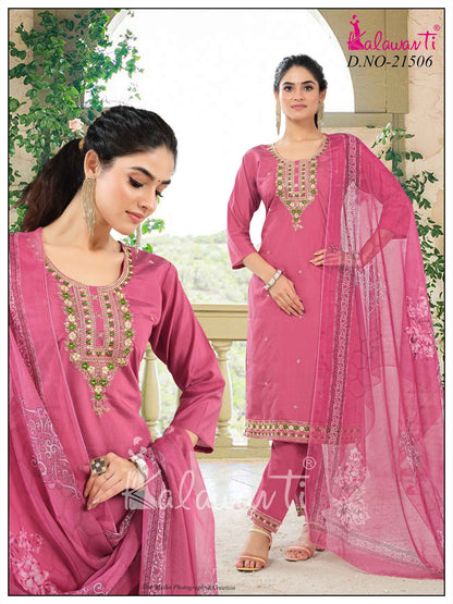 Design 270925 Kalawavti Roman Silk Readymade Pant Style Suits Wholesaler Ahmedabad