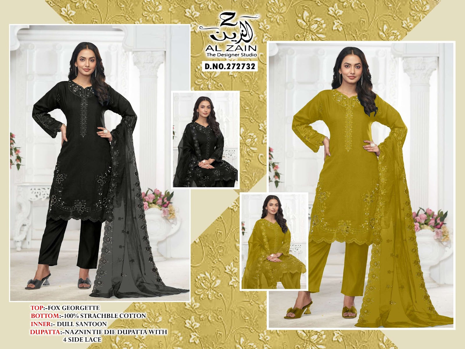 Design 272736 Al Zain Viscose Slub Pakistani Readymade Suits Supplier Ahmedabad