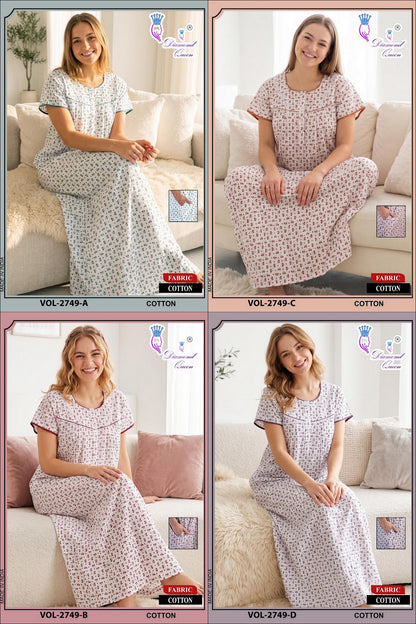 Design 2749-2754 Diamond Queen Cotton Night Gowns Wholesale Price