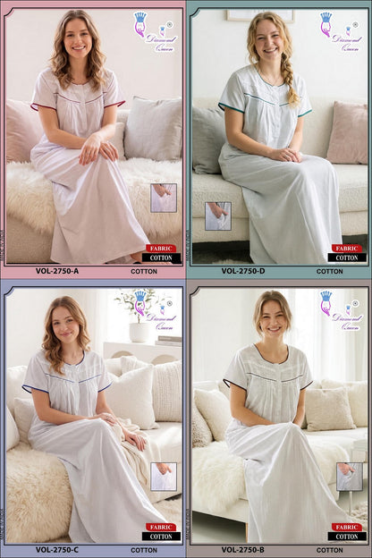 Design 2749-2754 Diamond Queen Cotton Night Gowns Wholesale Price