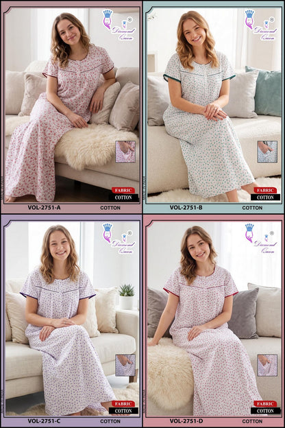 Design 2749-2754 Diamond Queen Cotton Night Gowns Wholesale Price