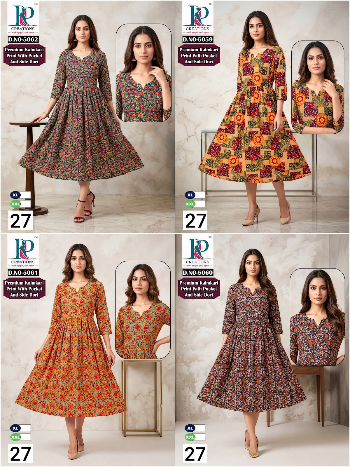 Design 27 Rd Kalamkari Anarkali Kurtis Exporter Ahmedabad