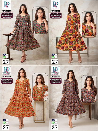 Design 27 Rd Kalamkari Anarkali Kurtis Exporter Ahmedabad