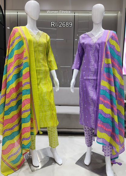 Design 280325 Women Ethnics Readymade Cotton Pant Suits Supplier Gujarat