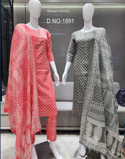 Design 280325 Women Ethnics Readymade Cotton Pant Suits Supplier Gujarat
