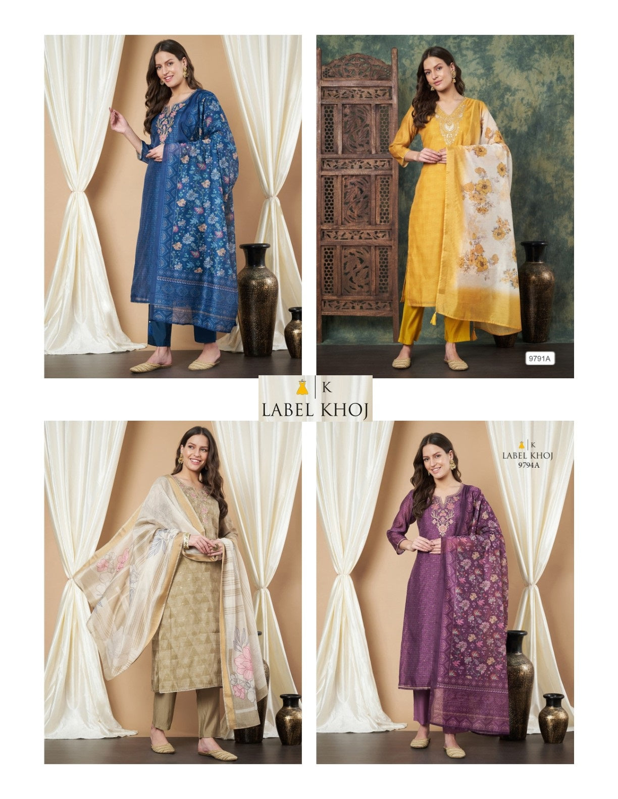 Design 281125 Label Khoj Silk Readymade Pant Style Suits Wholesaler India