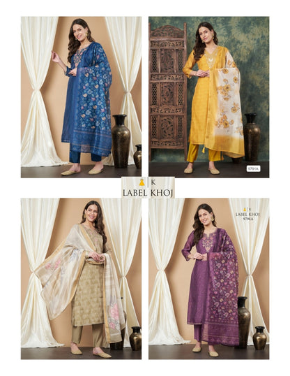 Design 281125 Label Khoj Silk Readymade Pant Style Suits Wholesaler India