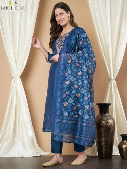 Design 281125 Label Khoj Silk Readymade Pant Style Suits Wholesaler India