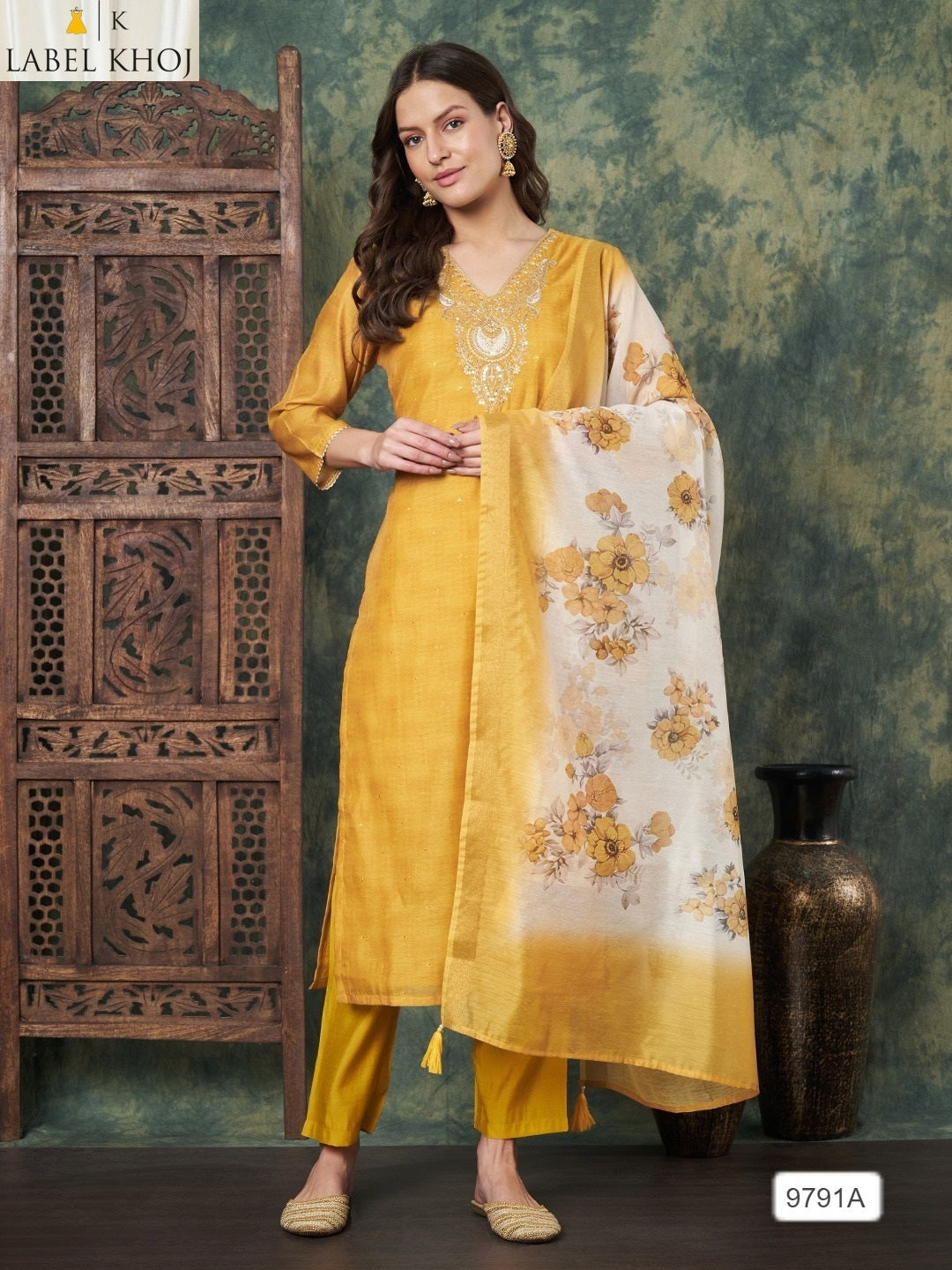 Design 281125 Label Khoj Silk Readymade Pant Style Suits Wholesaler India