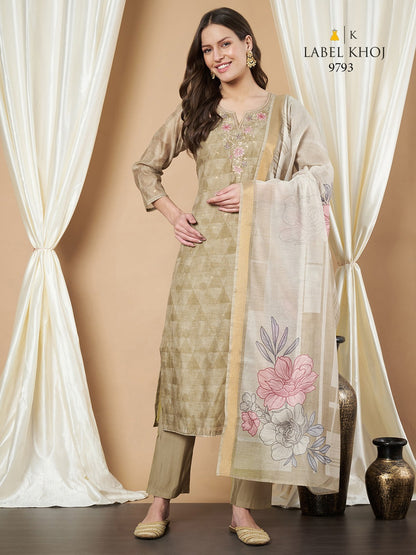 Design 281125 Label Khoj Silk Readymade Pant Style Suits Wholesaler India