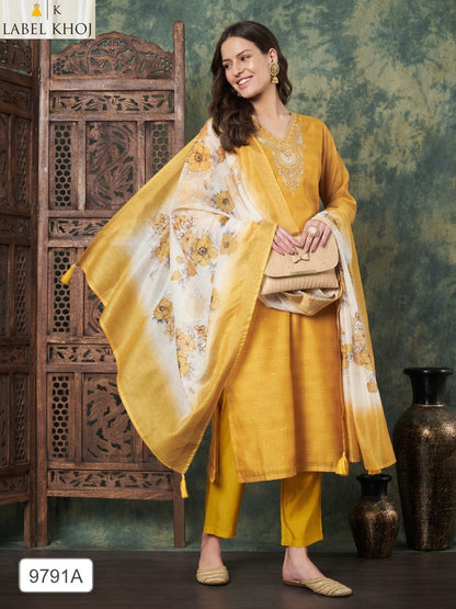 Design 281125 Label Khoj Silk Readymade Pant Style Suits Wholesaler India