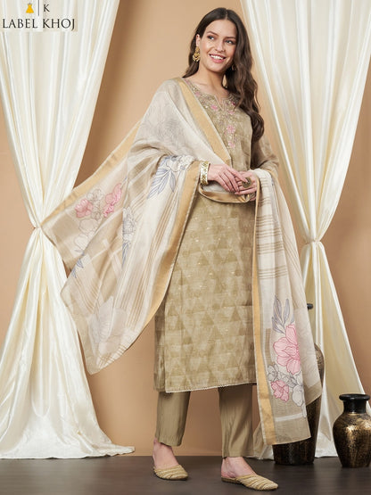 Design 281125 Label Khoj Silk Readymade Pant Style Suits Wholesaler India