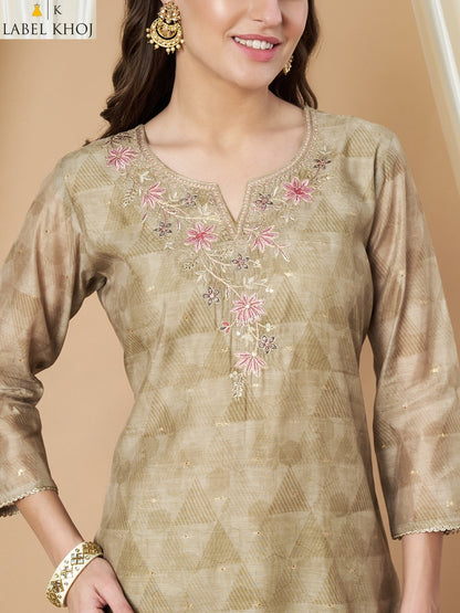 Design 281125 Label Khoj Silk Readymade Pant Style Suits Wholesaler India