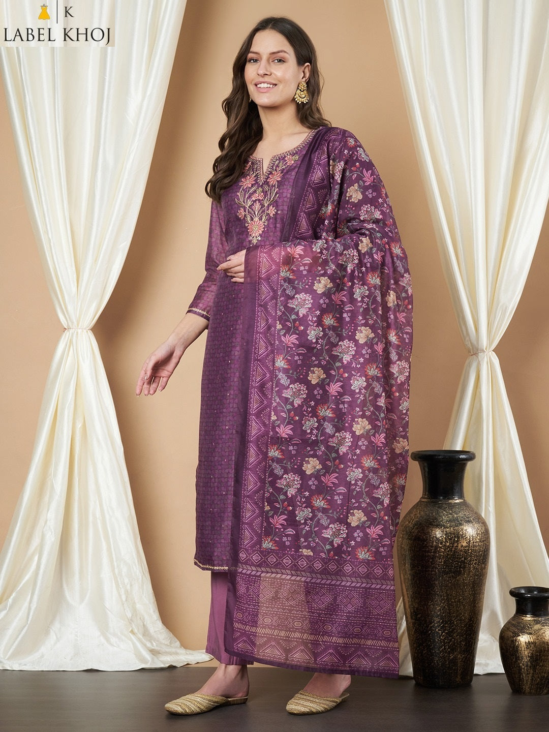 Design 281125 Label Khoj Silk Readymade Pant Style Suits Wholesaler India