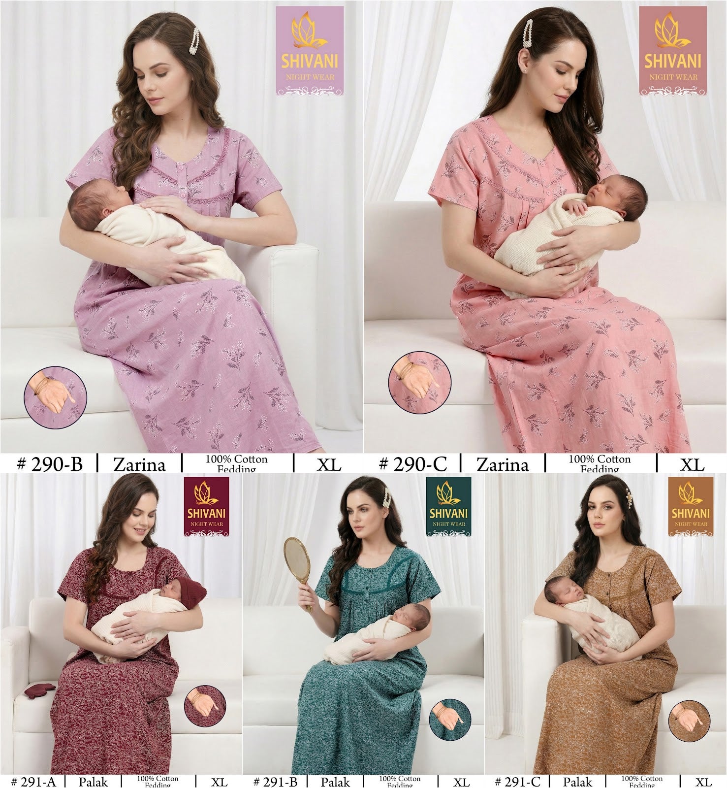 Design 282-295 Shivani Cotton Feeding Night Gown Exporter Gujarat