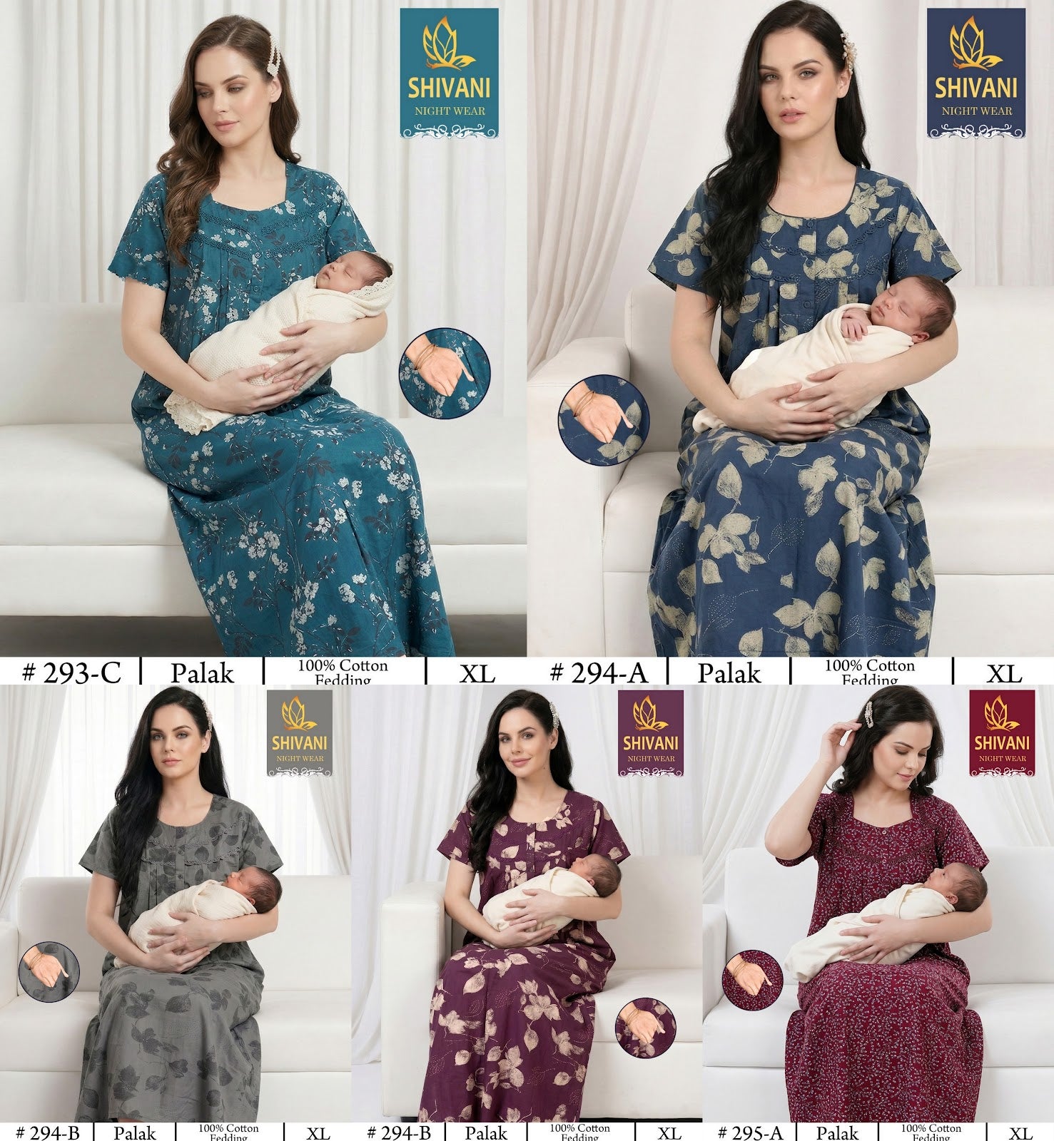 Design 282-295 Shivani Cotton Feeding Night Gown Exporter Gujarat