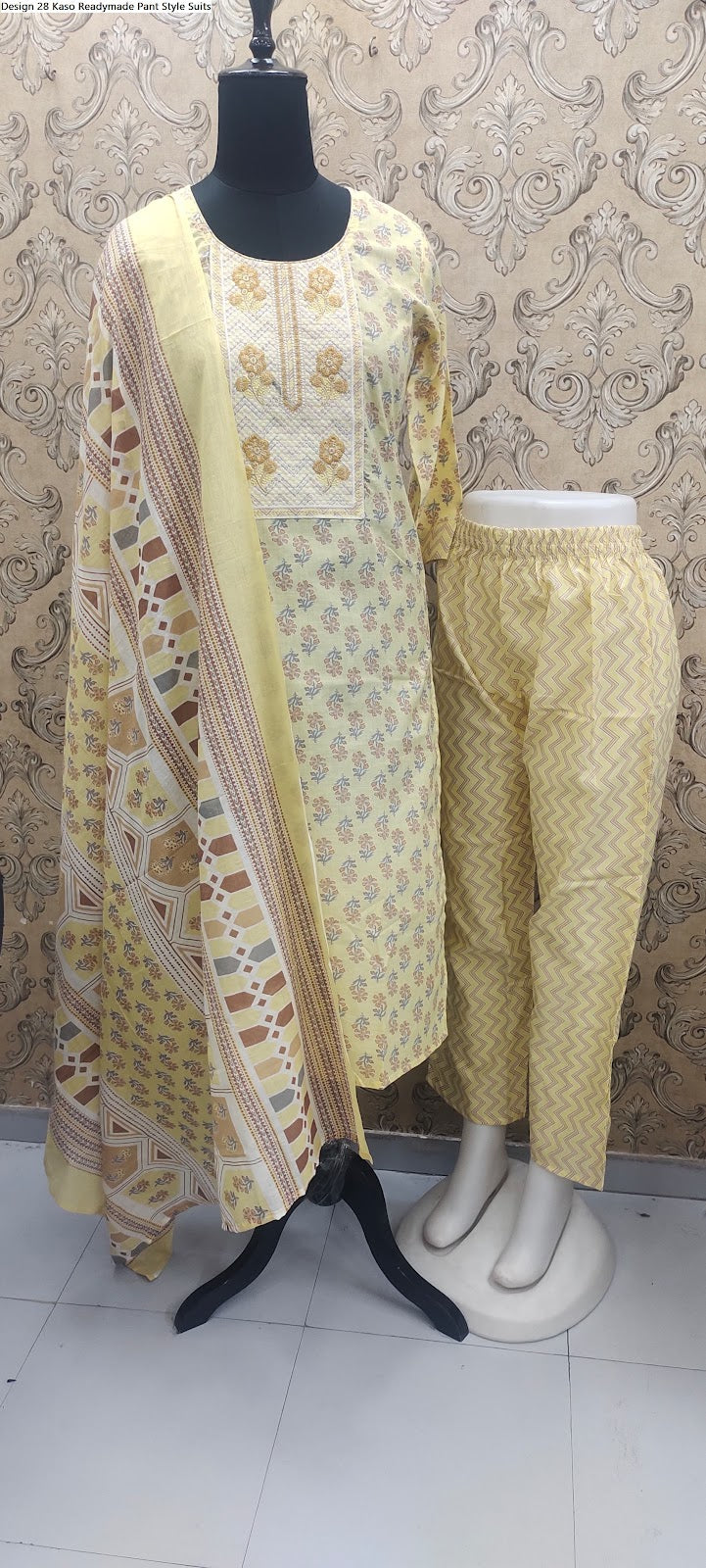 Design 28 Kaso Cotton Cambric Readymade Pant Style Suits